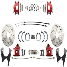 DRILLED/SLOTTED ROTORS WITH RED COATED CALIPERS UPGRADE FOR 4 WHEEL DISC CONVERSION (ea)
